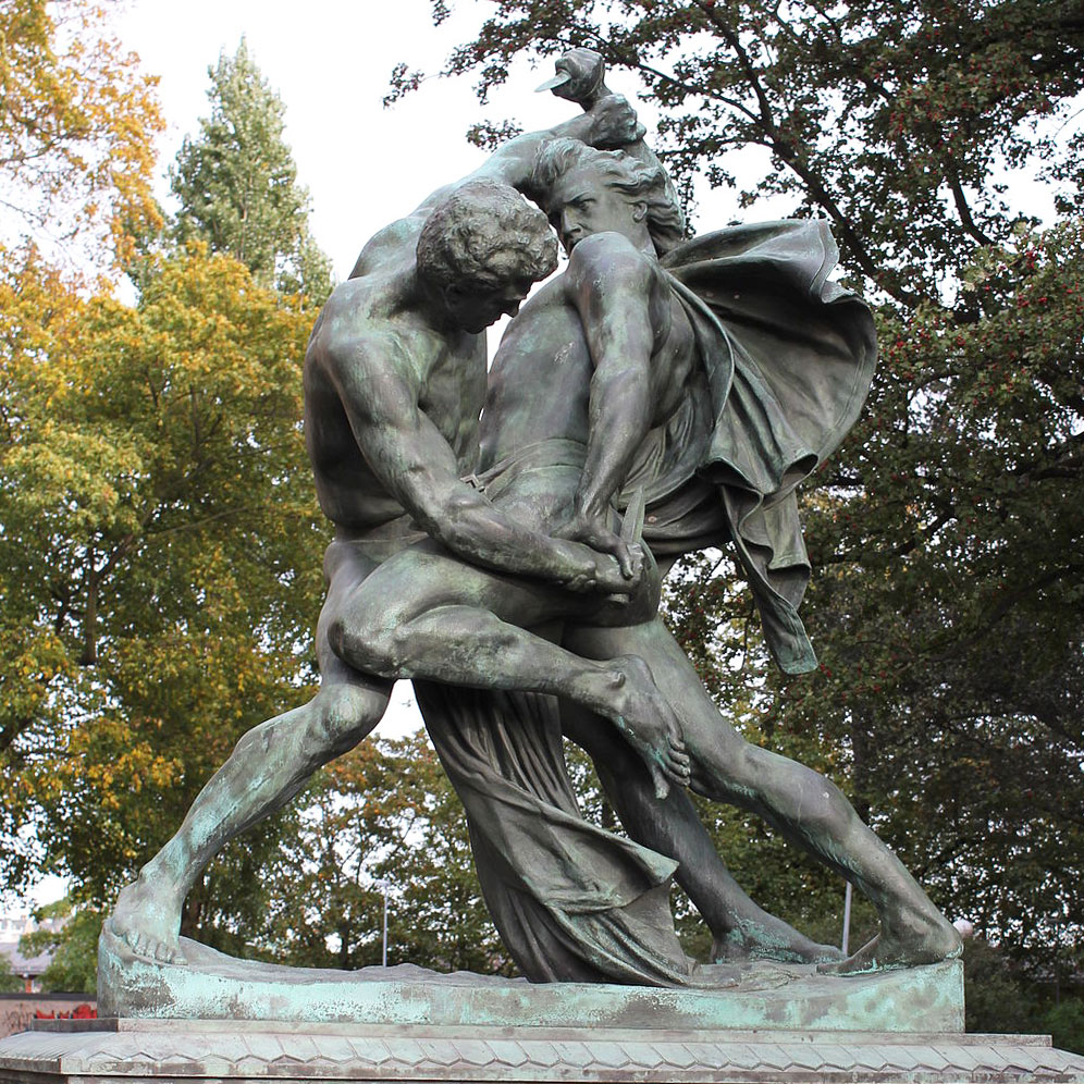 Public art sculpture "Baltesspannarna" (The Duellists) by J.P. Mollin