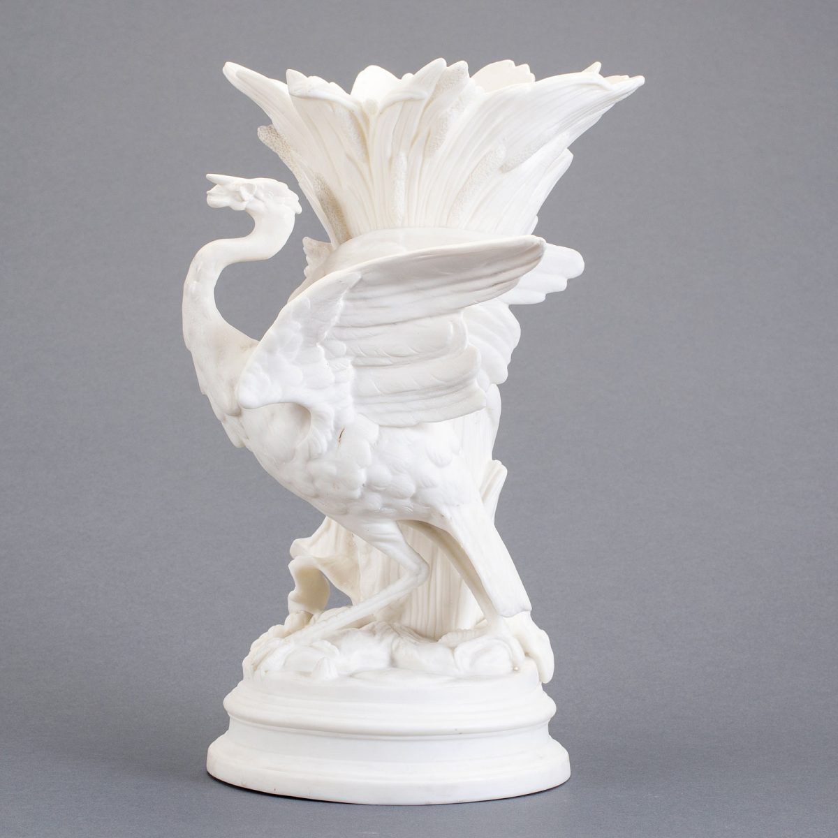 Parian sculpture "Hager i vass" (Heron in the reed). 1860-1890. Height 28 cm / 11.0 inches.