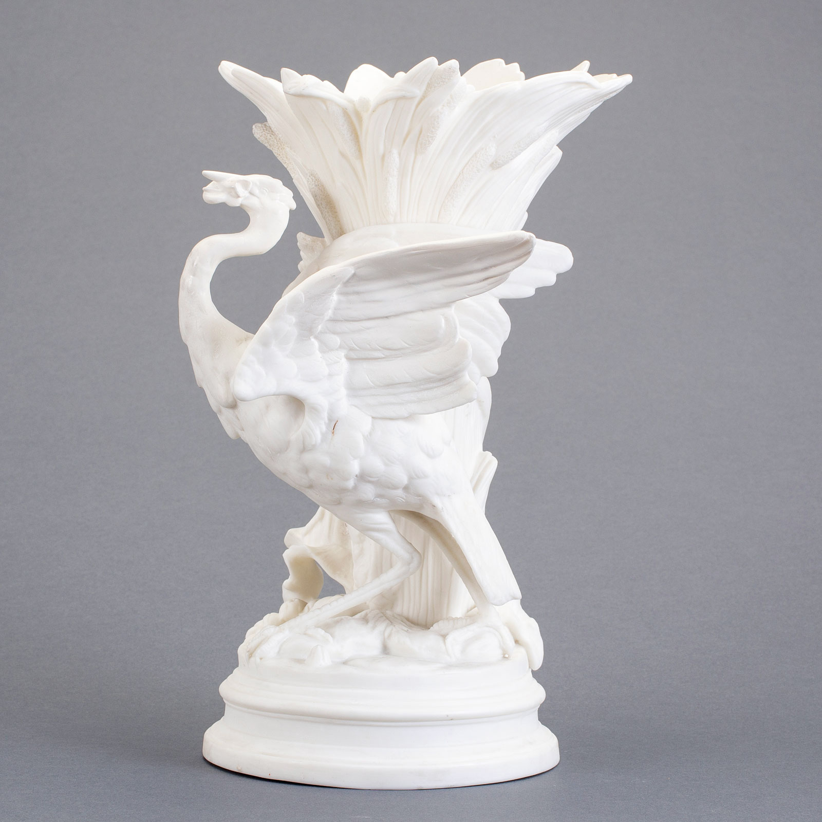 Parian sculpture "Hager i vass" (Heron in the reed). 1860-1890. Height 28 cm / 11.0 inches.