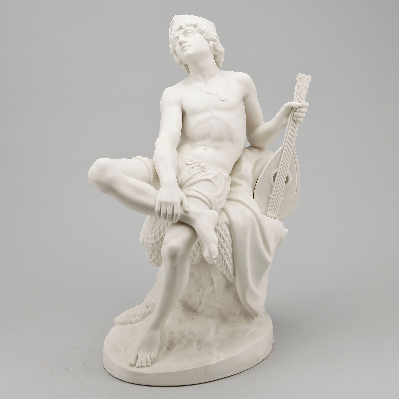 Parian sculpture "Neapolitansk fiskargosse" (Neapolitan fisherboy). 1868-1925. Height 27 cm / 10.6 inches.