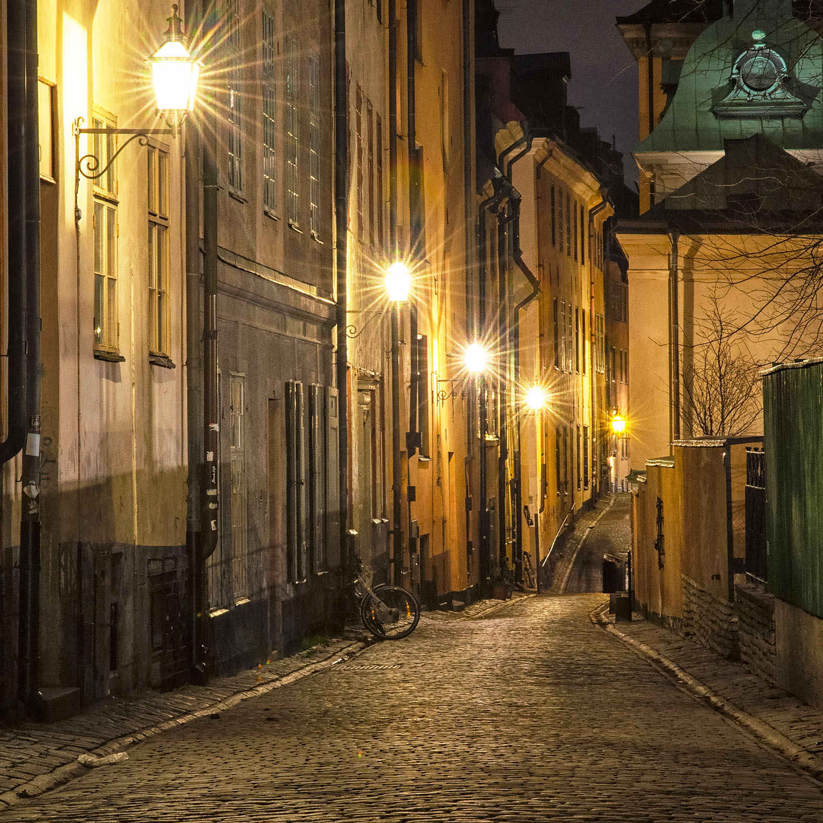Cold but beautiful night in the old town of Stockholm